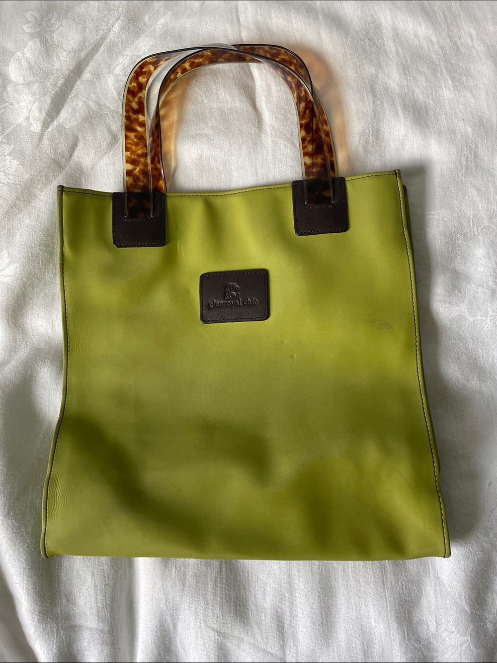 Glenroyal chic Lime Green Tote Bag with Tortoiseshell Handles